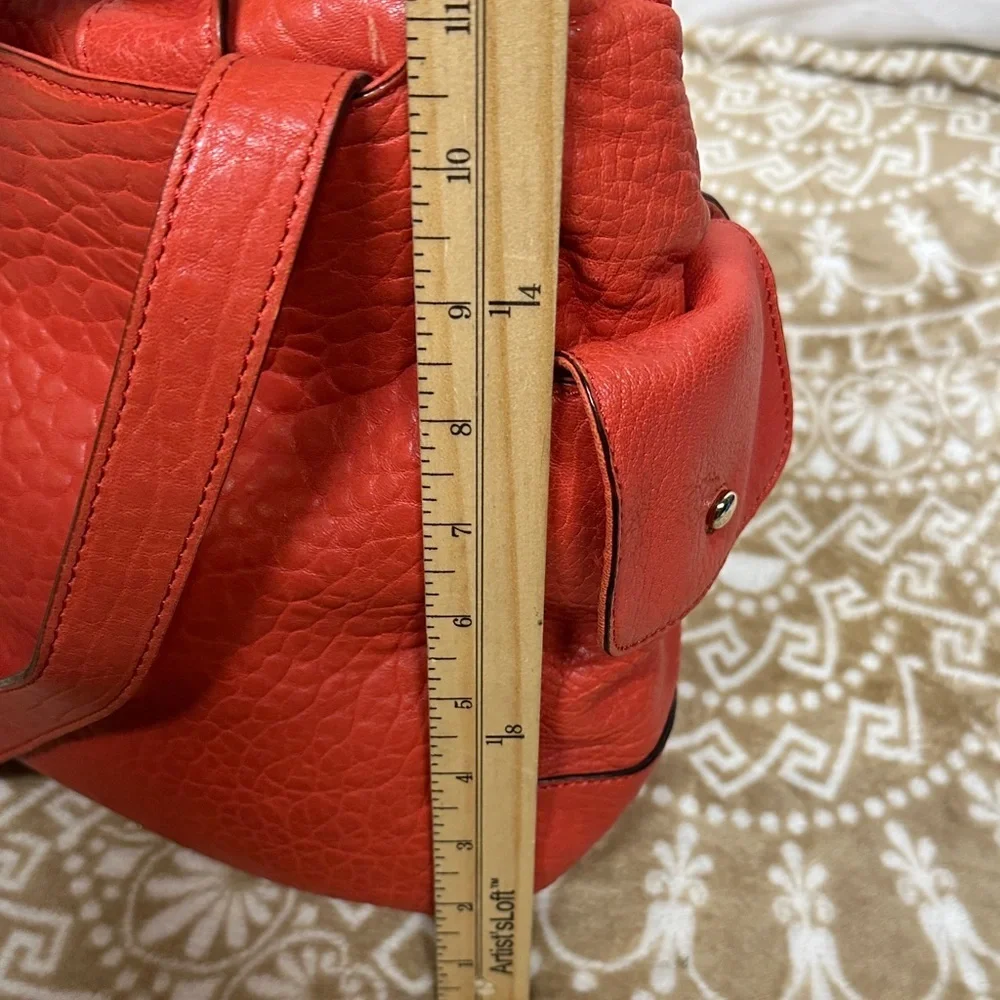 Rebecca Mink Logan Pebbled Leather orange Crossbody Messenger Bag MSRP 395